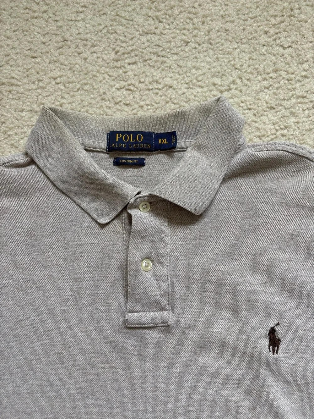 Polo Ralph Lauren heather grey short sleeve polo shirt black logo sz XXL preppy